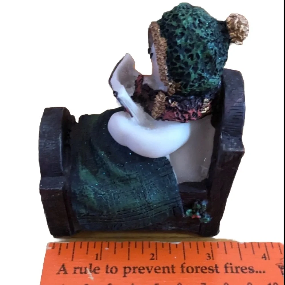 Festive Snowman Figurine with Green and Gold Accents
